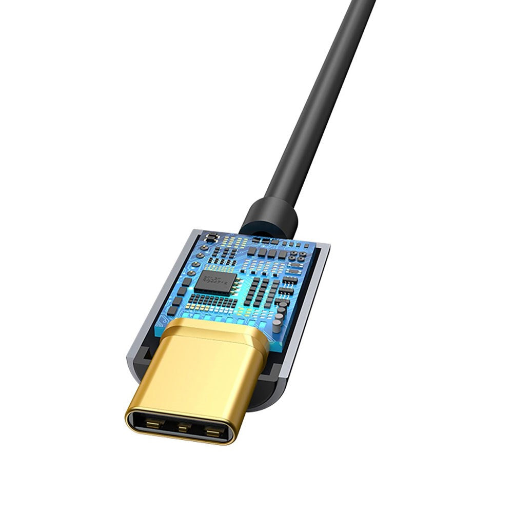 Baseus L54 USB-C til 3.5 mm Mini Jack Lyd Adapter - 9 cm - Grå