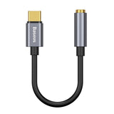 Baseus L54 USB-C til 3.5 mm Mini Jack Lyd Adapter - 9 cm - Grå