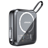 JoyRoom 22.5W Trådløs Magnetisk Powerbank m. Indbygget Lightning Kabel - 10.000mAh - Sort