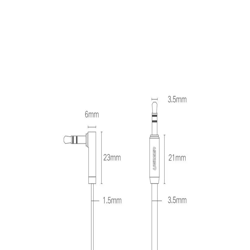 UGREEN Vinklet 3.5mm Minijack Lydkabel - 2m - Sølv