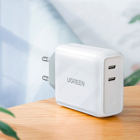 Ugreen 36W PD USB-C Hurtig Vægoplader m. 2 x USB-C - Hvid