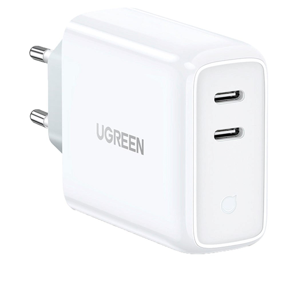 Ugreen 36W PD USB-C Hurtig Vægoplader m. 2 x USB-C - Hvid