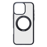 TORRAS - iPhone 16 Pro - Hybrid Plastik Cover m. Roterbar Kickstand Ring - MagSafe Kompatibel - Gennemsigtig / Sort
