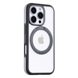 TORRAS - iPhone 16 Pro - Hybrid Plastik Cover m. Roterbar Kickstand Ring - MagSafe Kompatibel - Gennemsigtig / Sort
