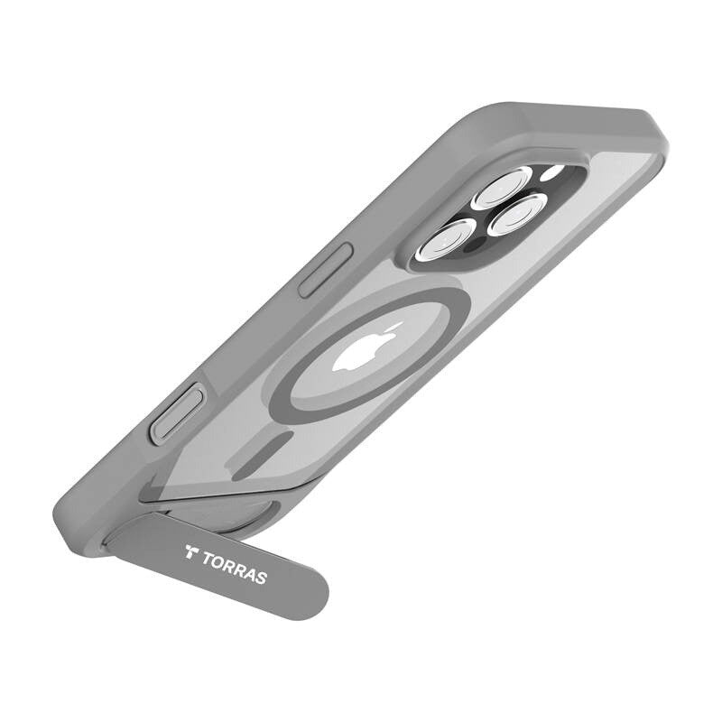 TORRAS iPhone 16 Pro Max - Pstand Hybrid Cover m. Ståfunktion - MagSafe Kompatibel - Grå