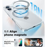 TORRAS - iPhone 16 Plus - Hybrid Plastik Cover m. Ståfunktion - MagSafe Kompatibel - Gennemsigtig