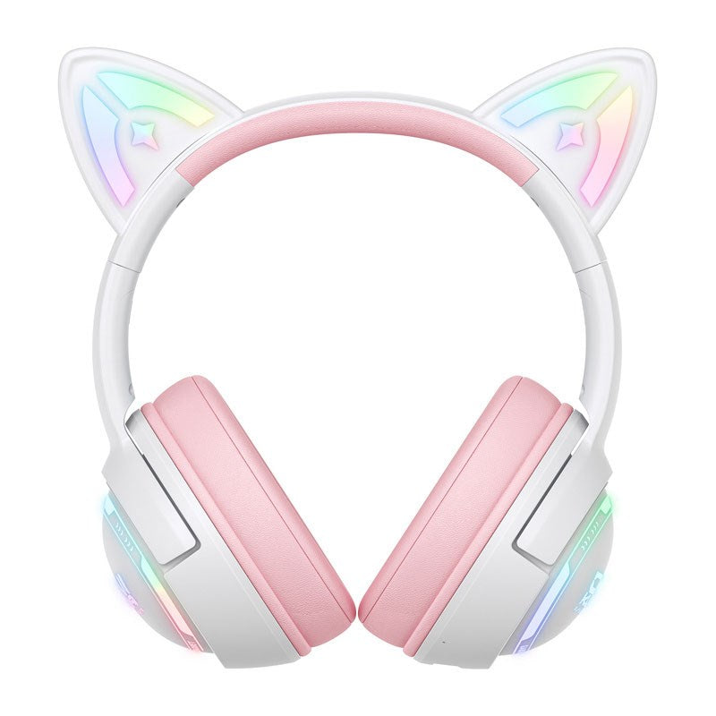 ONIKUMA GT838 Gaming Headset - Cat Ear - Hvid / Lyserød