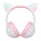 ONIKUMA GT838 Gaming Headset - Cat Ear - Hvid / Lyserød