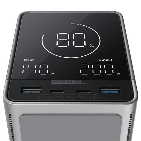 CUKTECH PowerBank m. Trådløs Opladning - 2x USB-C & 2x USB-A - 300W / 40.000 mAh - Sort