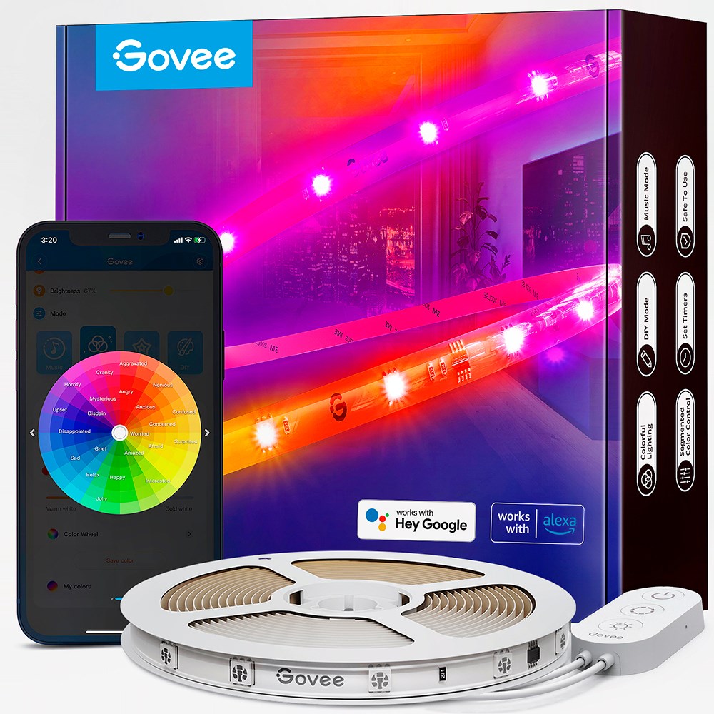 Govee RGBIC 5m LED Silicone Lightstrip - Hvid