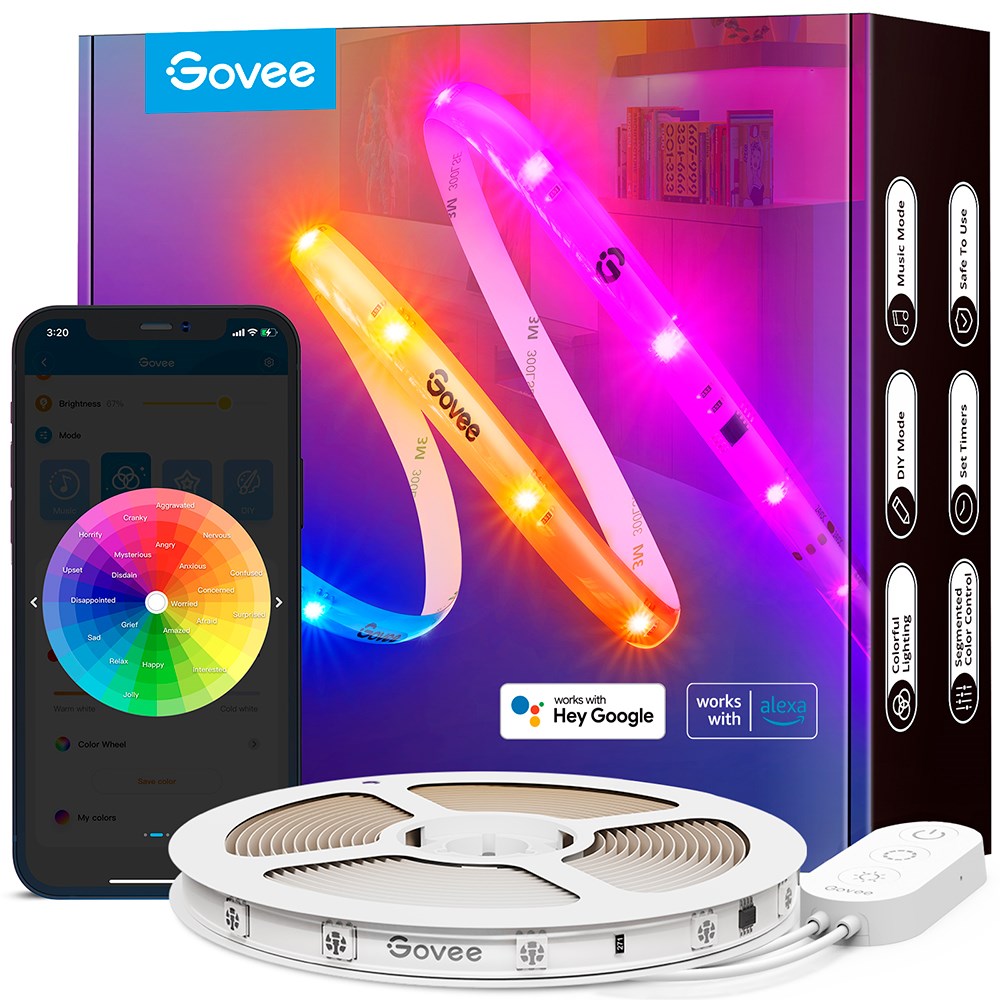 Govee RGBIC 5m LED Silicone Lightstrip - Hvid