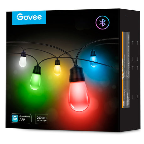 Govee RGBW Bluetooth & Wi-Fi Outdoor String Lights 14m - Sort