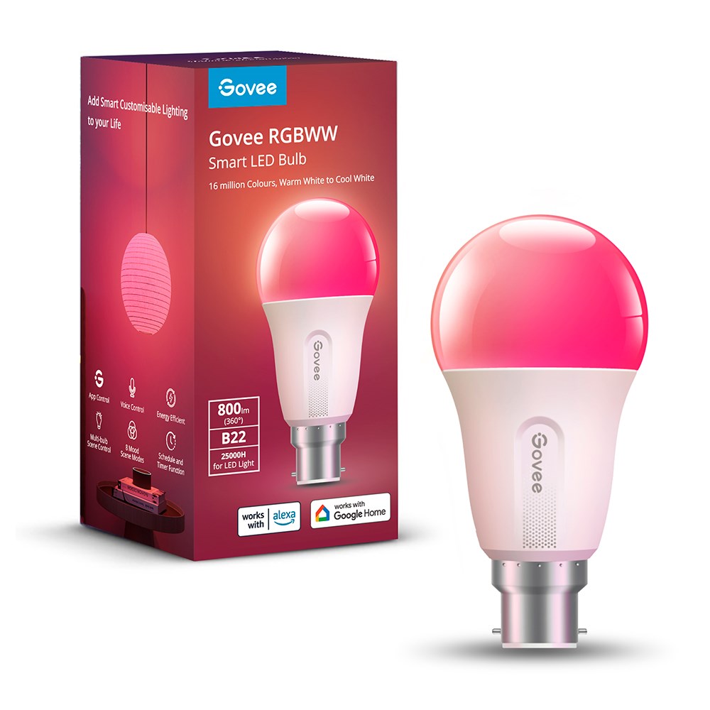 Govee 800lm WIFI & Bluetooth Smart Light Bulb - Hvid