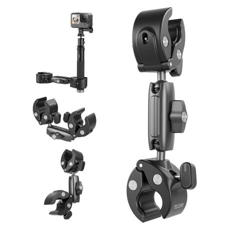 TELESIN Dobbelthovedet Action Kamera Krabbeklemme - Grå