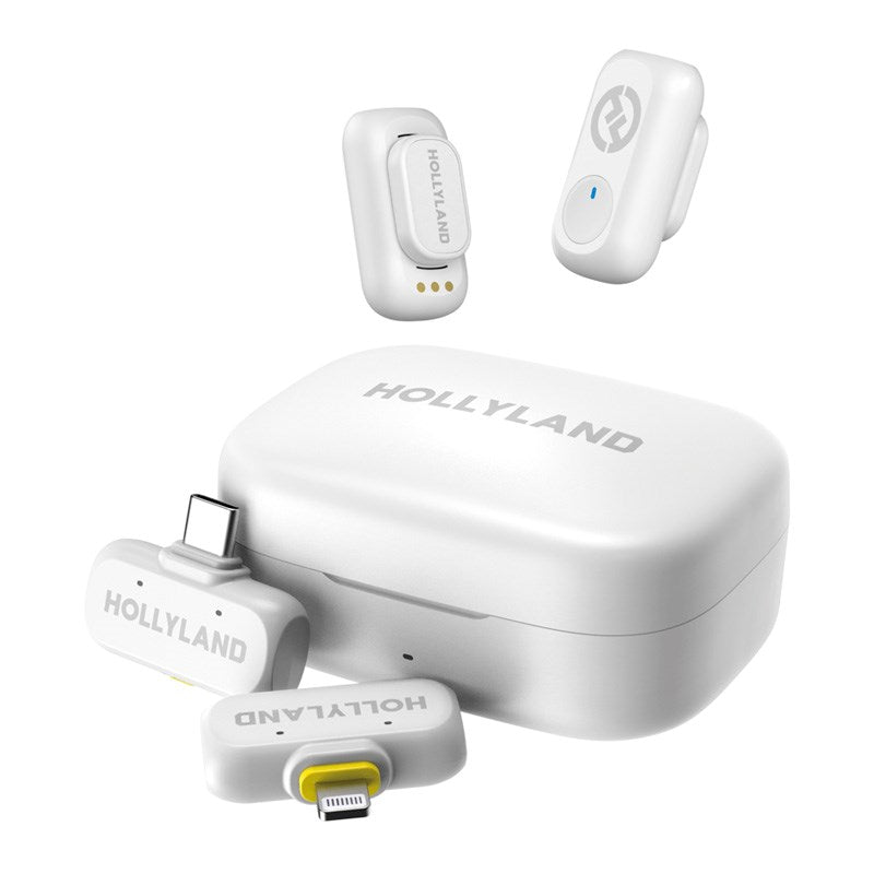 Hollyland Lark A1 Trådløs Mikrofon Combo m. 1 x USB-C RX & 1 x Lightning RX - Hvid