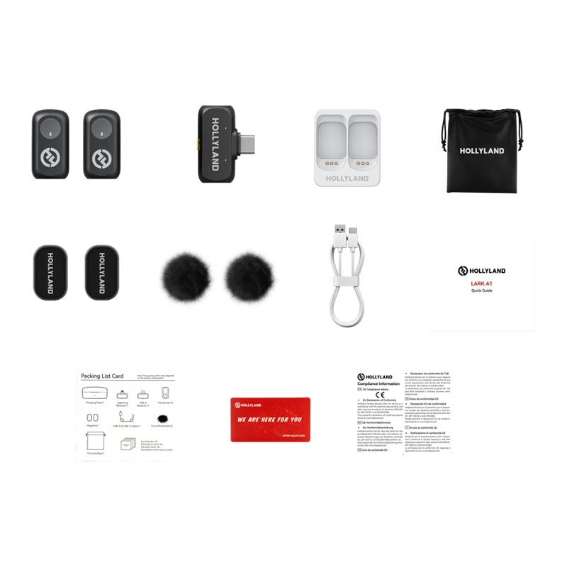 Hollyland LARK A1 Mini Trådløs Mikrofon Sæt m. 1 x USB-C RX - Sort