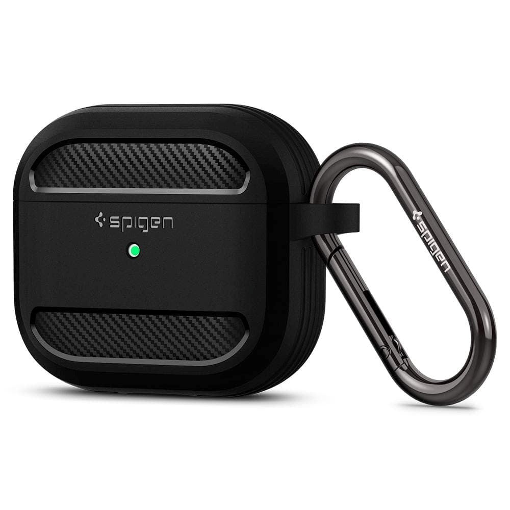 Spigen Rugged Armor Apple Airpods (3. gen.) Charging Case Cover m. Karabinhage - Sort