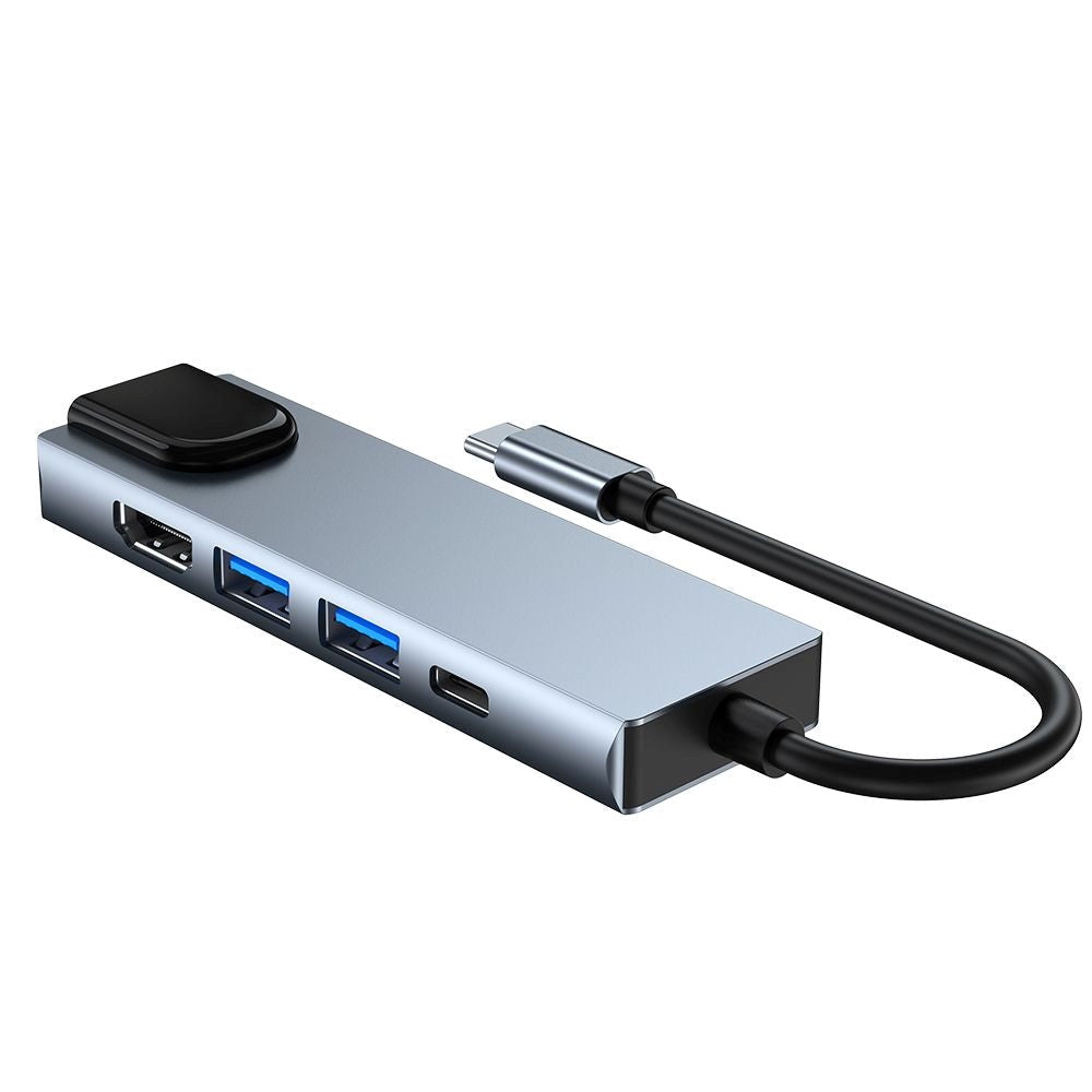 Tech-Protect 5-i-1 USB-C Multiport Hub - HDMI / USB-C / Ethernet / 2 x USB-A - Grå