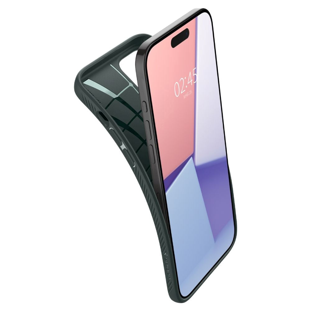 iPhone 15 Pro Max Spigen Liquid Air Bagside Cover - Mørkegrøn