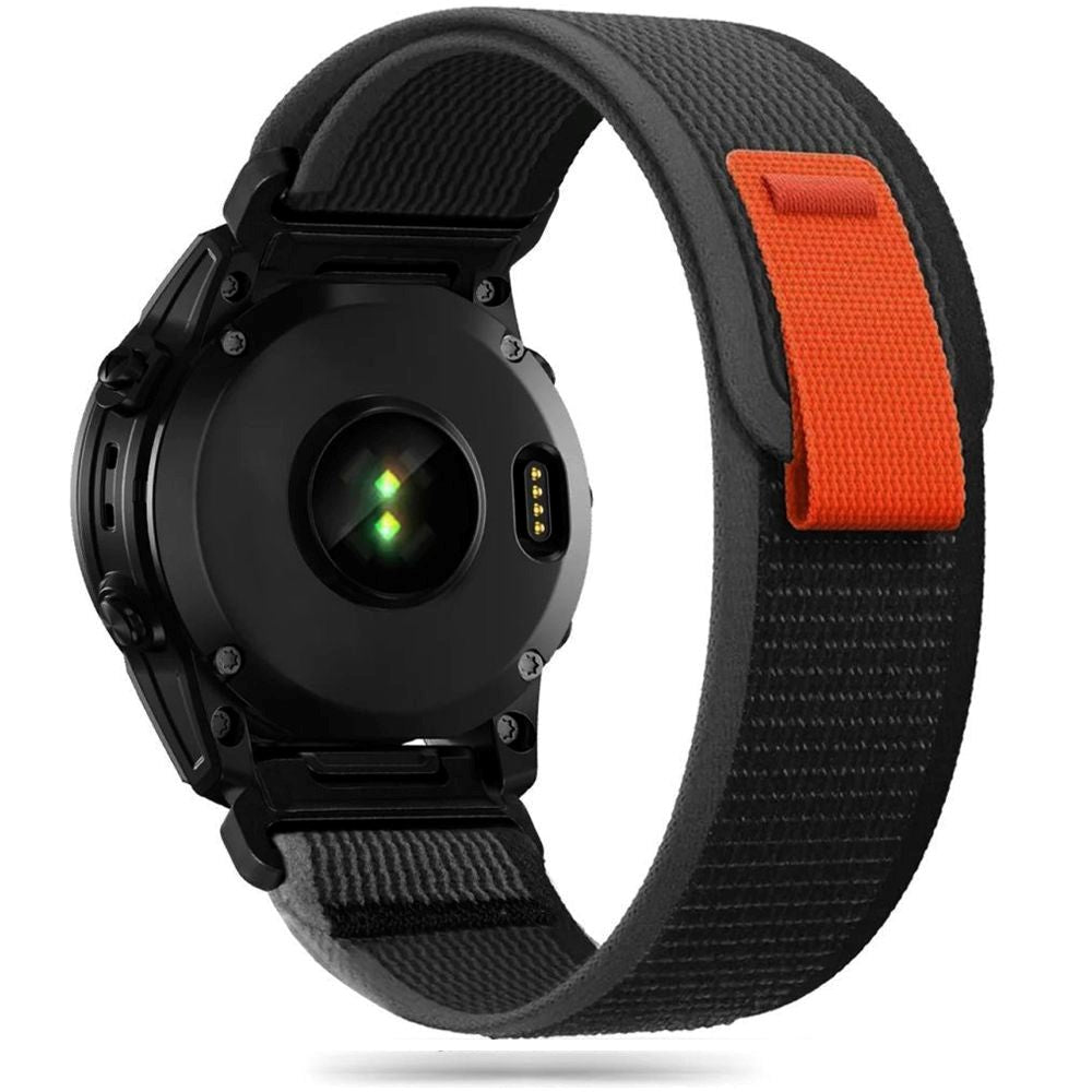 Universal Garmin 22mm QuickFit Tech-Protect Nylon Pro Rem - Sort / Orange