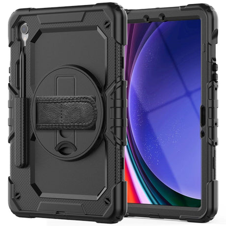 Samsung Galaxy Tab S9 Håndværker Cover m. Beskyttelsesfilm, Håndholder & Skulderstrop - Tech-Protect Solid360 - Sort