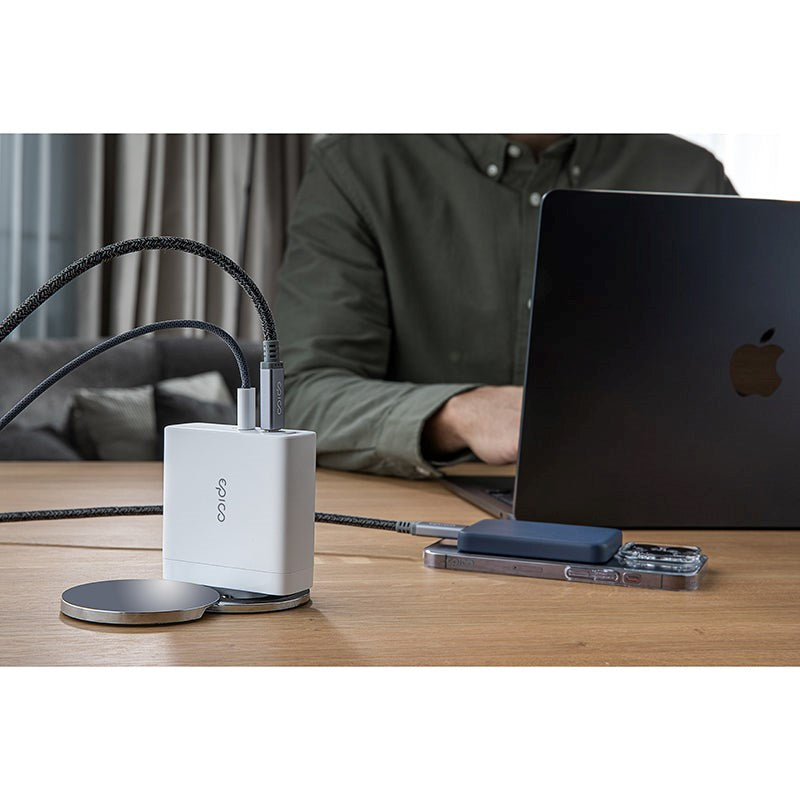 Epico Vægoplader PD 140W GaN m. 2 x USB-C & 1 x USB-A - Hvid