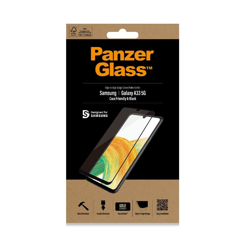 Samsung Galaxy A33 (5G) PanzerGlass Edge-to-Edge Hærdet Glas - Case-Friendly - Sort Kant