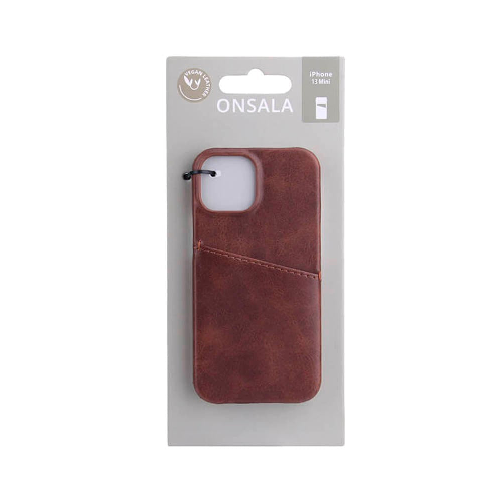 GEAR iPhone 13 Mini Onsala Collection Læder Bagside Cover m. Kortlomme - Brun