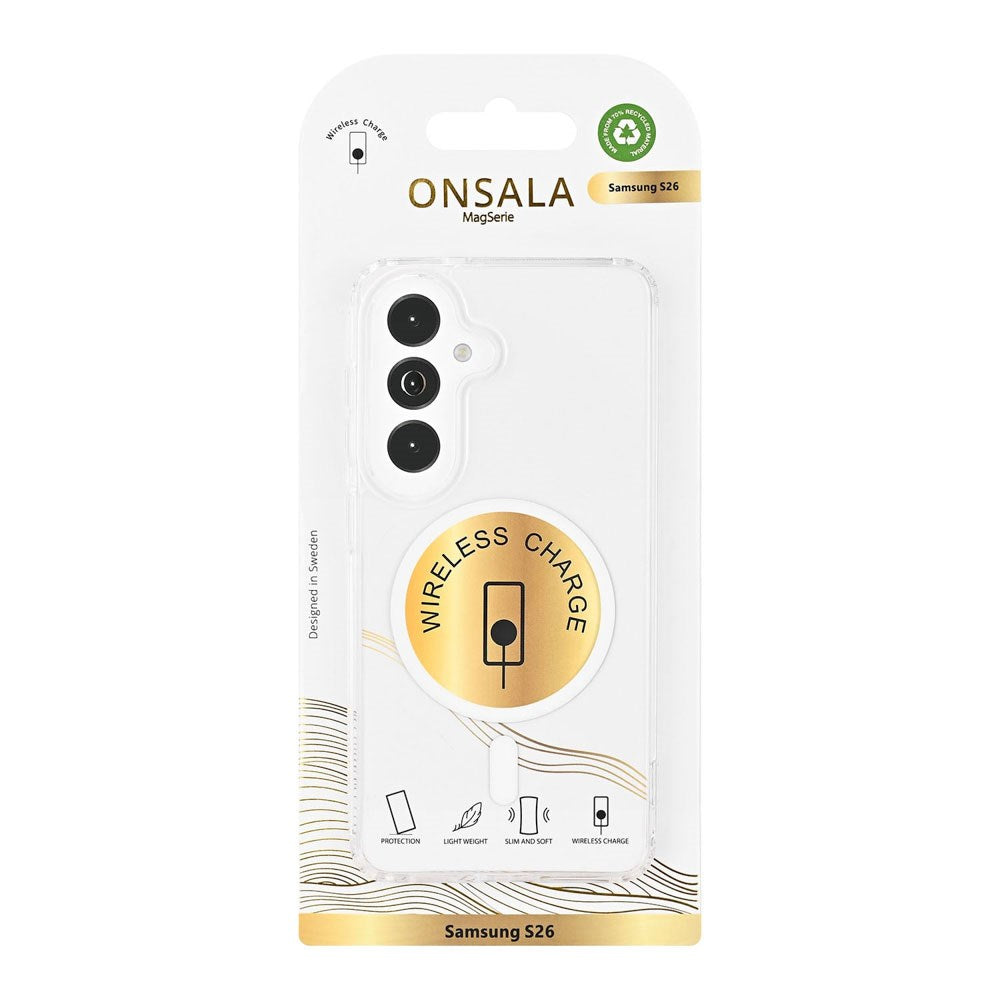 Onsala Samsung Galaxy S26 Hybrid Plast Bagside Cover - MagSafe Kompatibel - Gennemsigtig