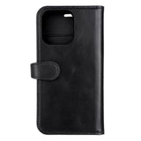 iPhone 14 Pro Buffalo Wallet Ægte Læder Magnet Flip Cover m. Pung - Sort