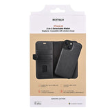 iPhone 15 GEAR Buffalo 2-in-1 Wallet Ægte Læder Magnet Flip Cover m. Pung - Sort