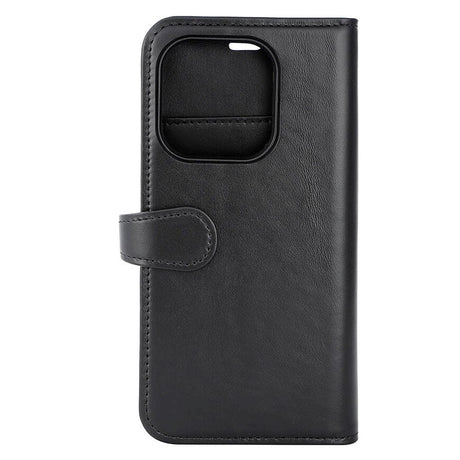 iPhone 15 Pro GEAR Buffalo 2-in-1 Wallet Ægte Læder Magnet Flip Cover m. Pung - Sort