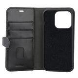 iPhone 15 Pro GEAR Buffalo 2-in-1 Wallet Ægte Læder Magnet Flip Cover m. Pung - Sort