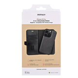 iPhone 15 Pro GEAR Buffalo 2-in-1 Wallet Ægte Læder Magnet Flip Cover m. Pung - Sort