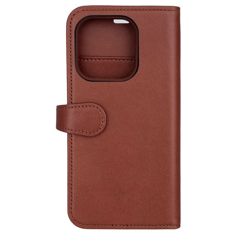 iPhone 15 Pro GEAR Buffalo 2-in-1 Wallet Ægte Læder Magnet Flip Cover m. Pung - Brun