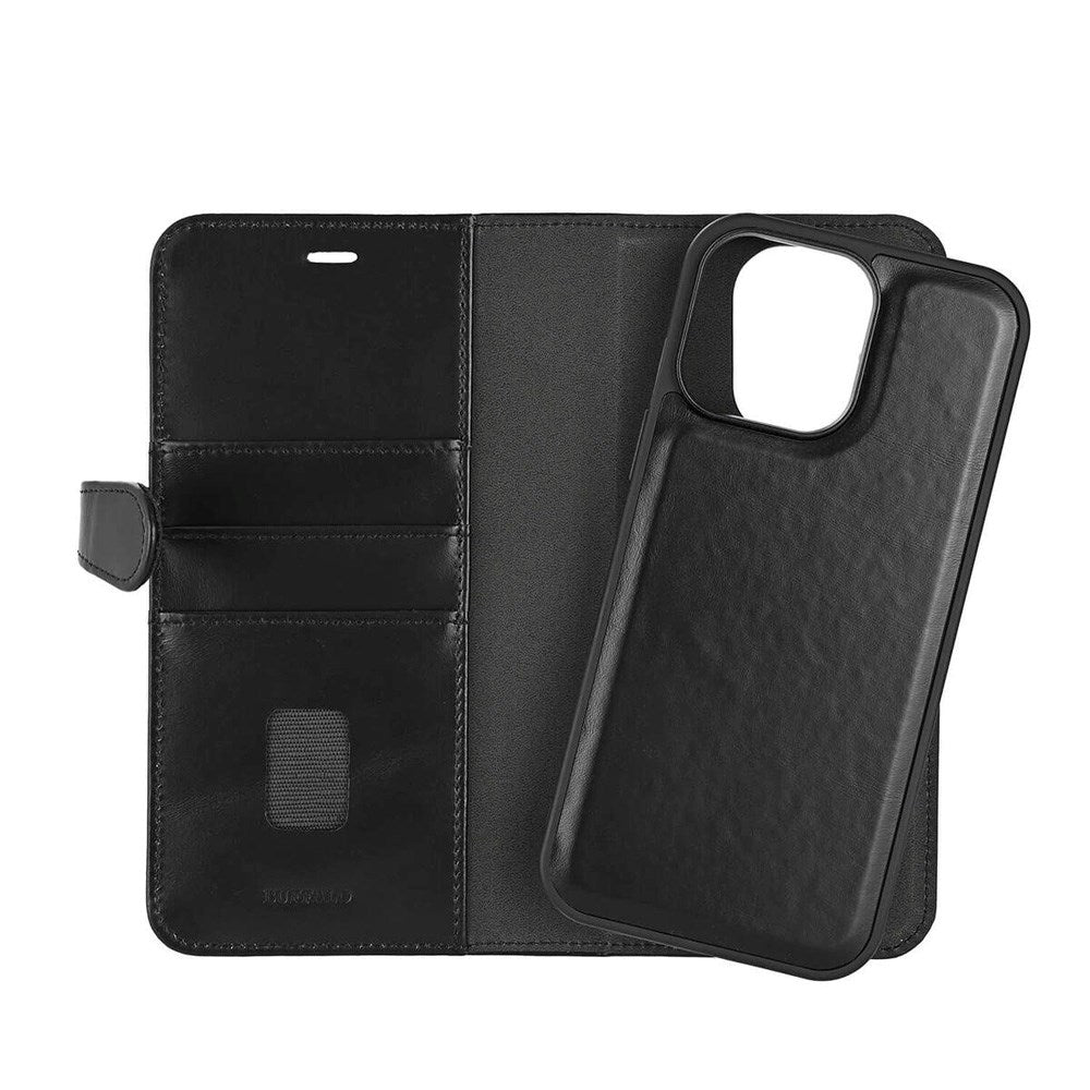 iPhone 16 Pro Max GEAR Buffalo 2-in-1 Wallet Ægte Læder Magnet Flip Cover m. Pung - MagSafe Kompatibel - Sort