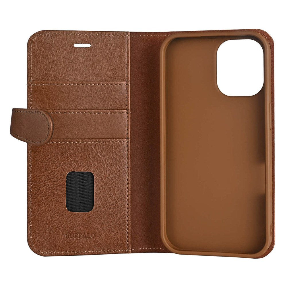 iPhone 16 GEAR Buffalo 2-in-1 Wallet Ægte Læder Magnet Flip Cover m. Pung - MagSafe Kompatibel - Brun