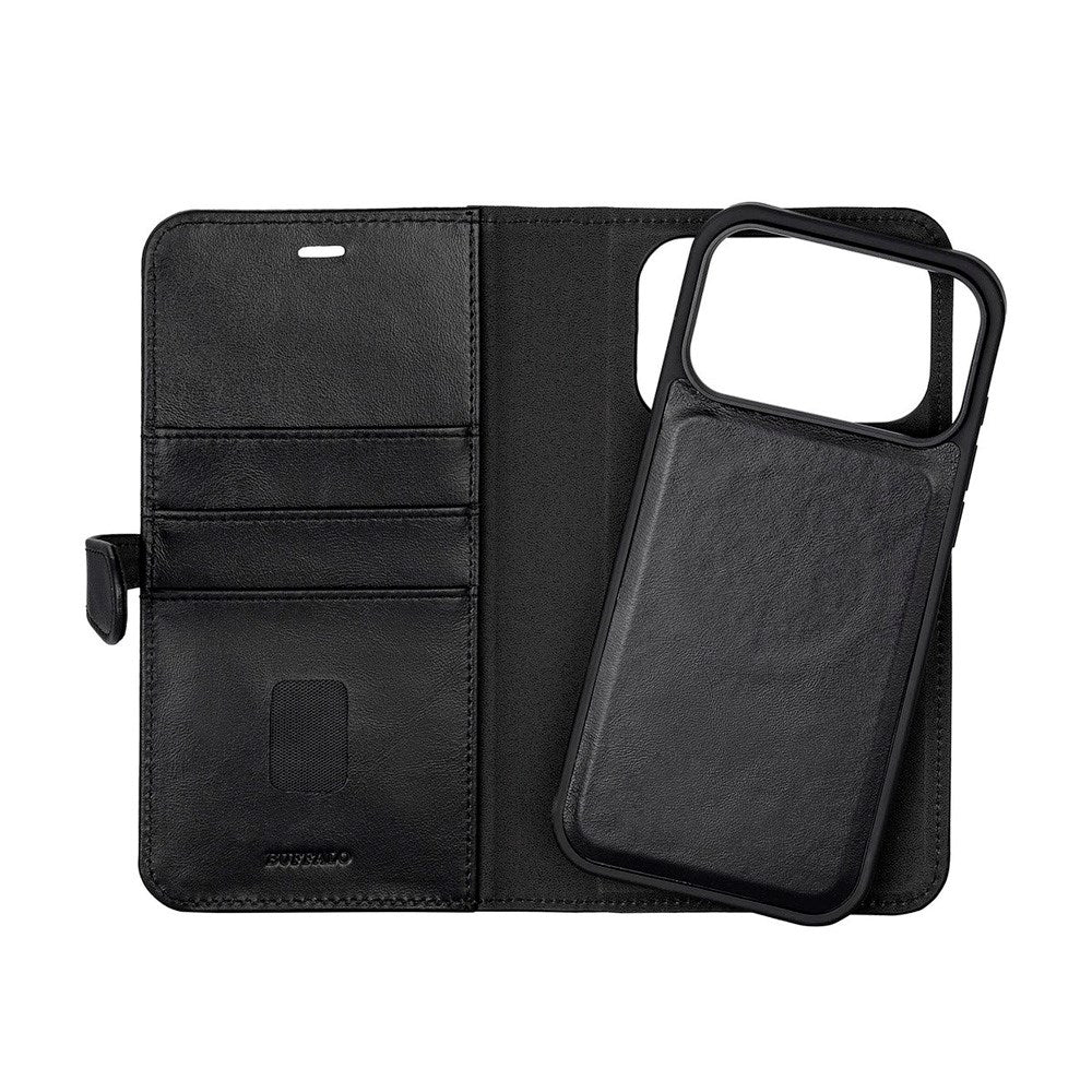 Buffalo iPhone 17 Pro Max Ægte Læder Flip Cover - Sort