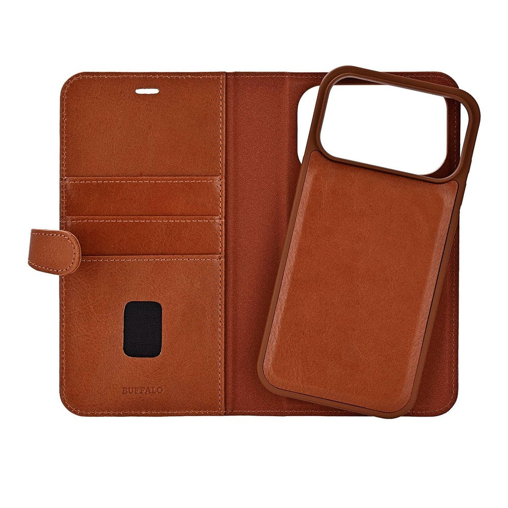 Buffalo iPhone 17 Pro Max Ægte Læder Flip Cover - Brun