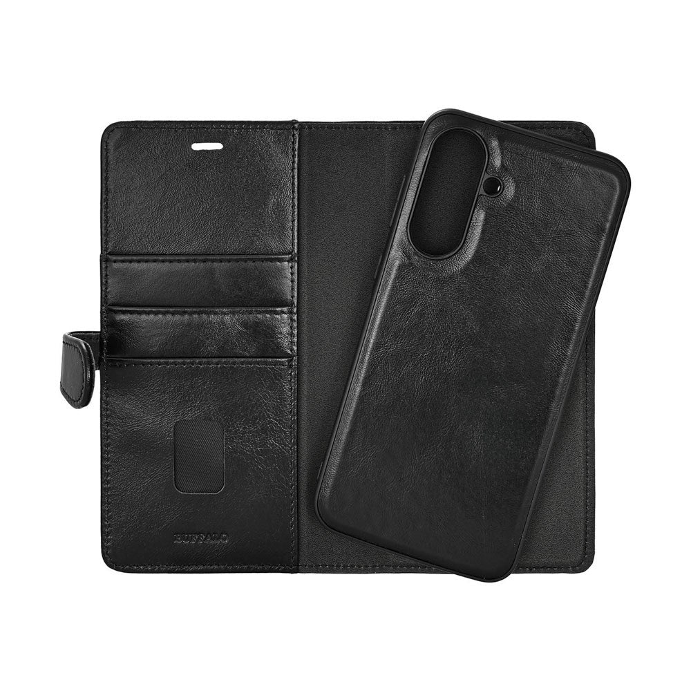 Buffalo Samsung Galaxy A37 2-i-1 Flip Cover - Ægte Læder - Sort
