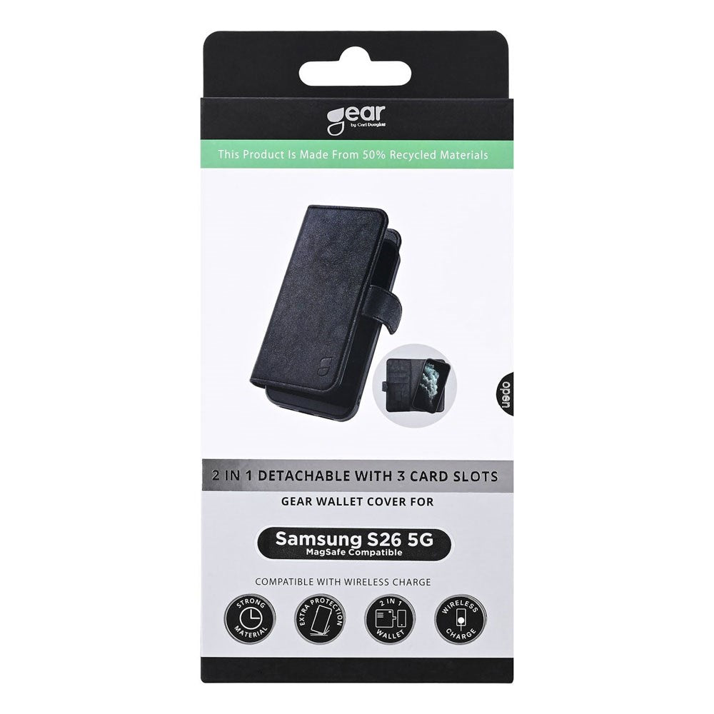 GEAR Samsung Galaxy S26 2-i-1 Flip Cover - Kunstlæder - MagSafe Kompatibel - Sort