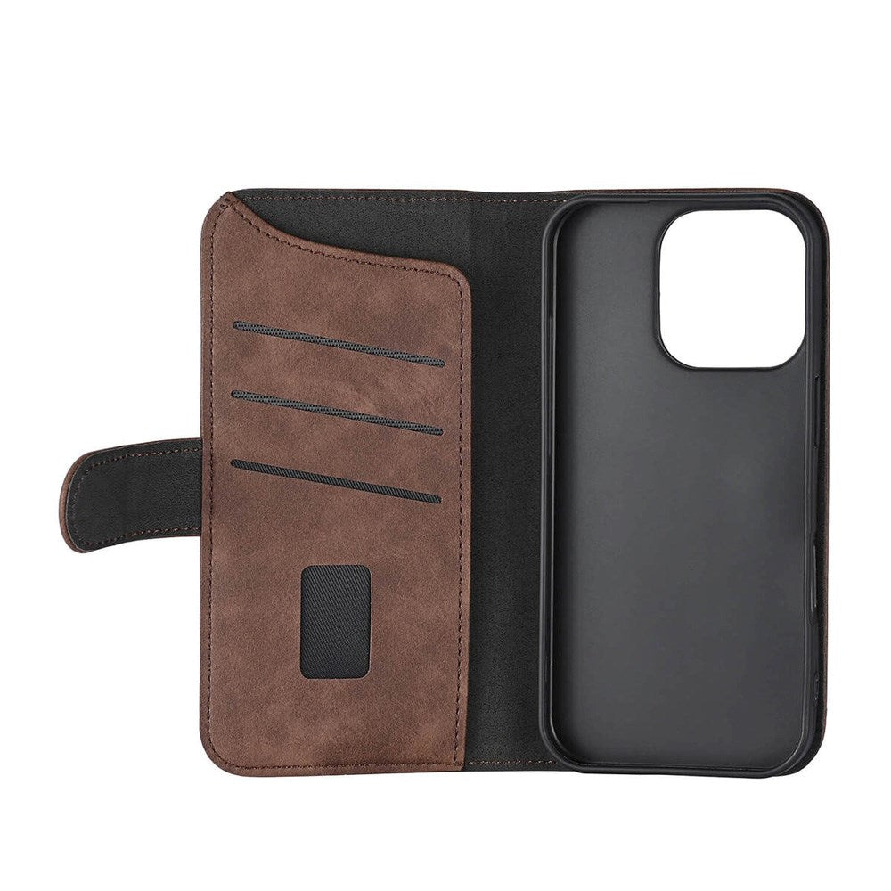 iPhone 16 Pro GEAR Wallet - Læder Flip Cover m. Pung til 3 Kort - MagSafe Kompatibel - Brun