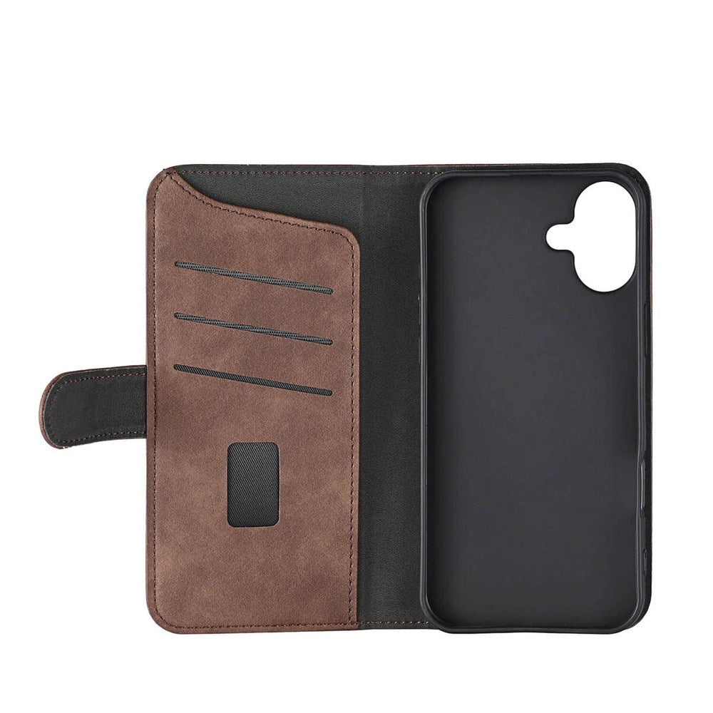 iPhone 16 Plus GEAR Wallet - Læder Flip Cover m. Pung til 3 Kort - MagSafe Kompatibel - Brun