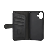 iPhone 16 GEAR Wallet - Læder Flip Cover m. Pung til 3 Kort - MagSafe Kompatibel - Sort