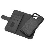 iPhone 15 GEAR Læder Flip Cover 2-i-1 m. Pung 3 Kort - Sort