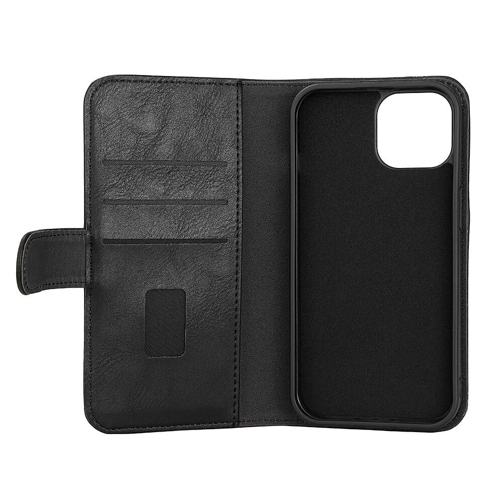 iPhone 15 GEAR Læder Flip Cover 2-i-1 m. Pung 3 Kort - Sort