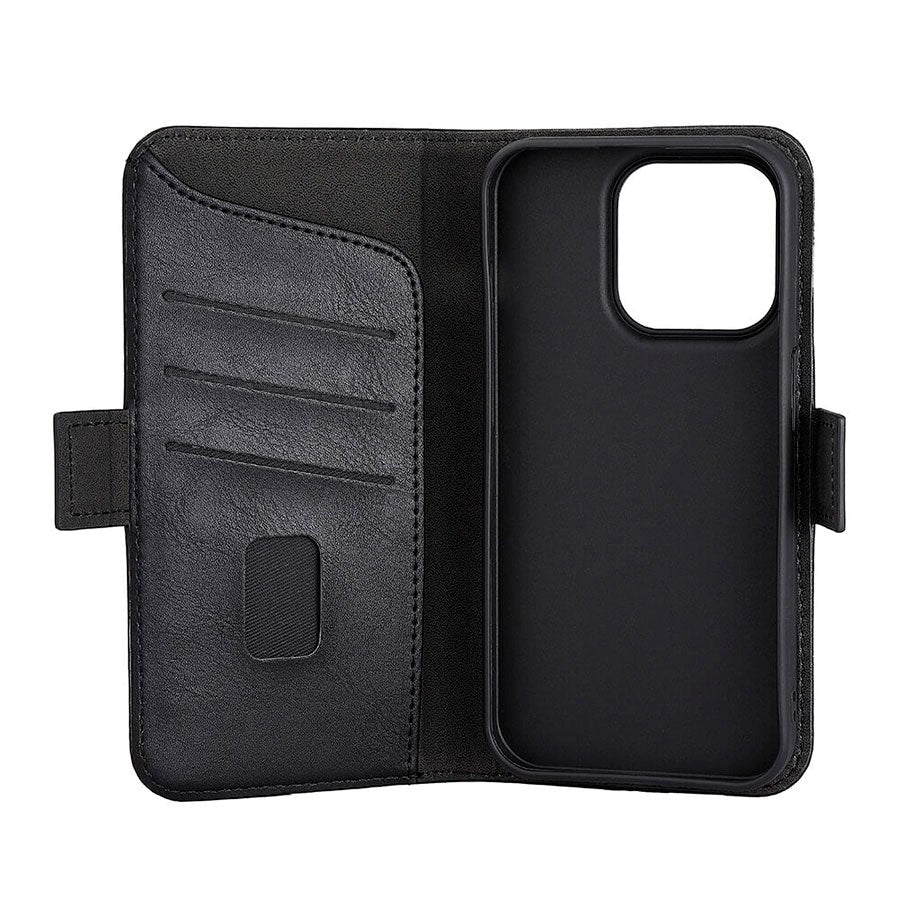 GEAR iPhone 15 Pro Læder Flip Cover m. Pung - MagSafe Kompatibel - Sort