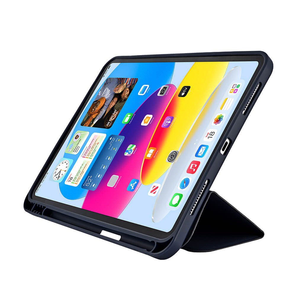 iPad 10.9" (2022) GEAR Pencilpocket Læder Flip Cover - Mørkeblå