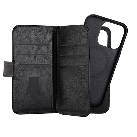 iPhone 14 Pro GEAR Wallet - Læder Flip 2-i-1 Cover m. Pung 7 Kort - Sort