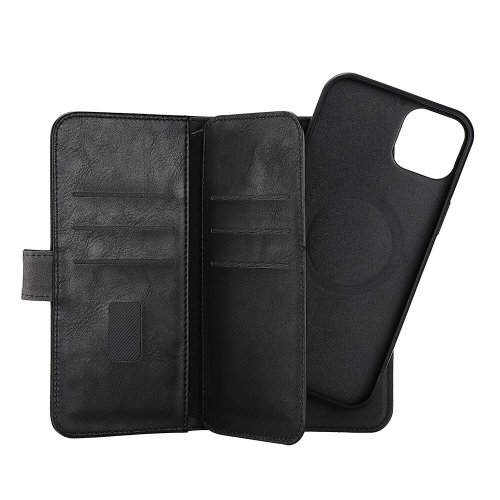 iPhone 14 Plus GEAR Wallet - Læder Flip 2-i-1 Cover m. Pung 7 Kort - Sort